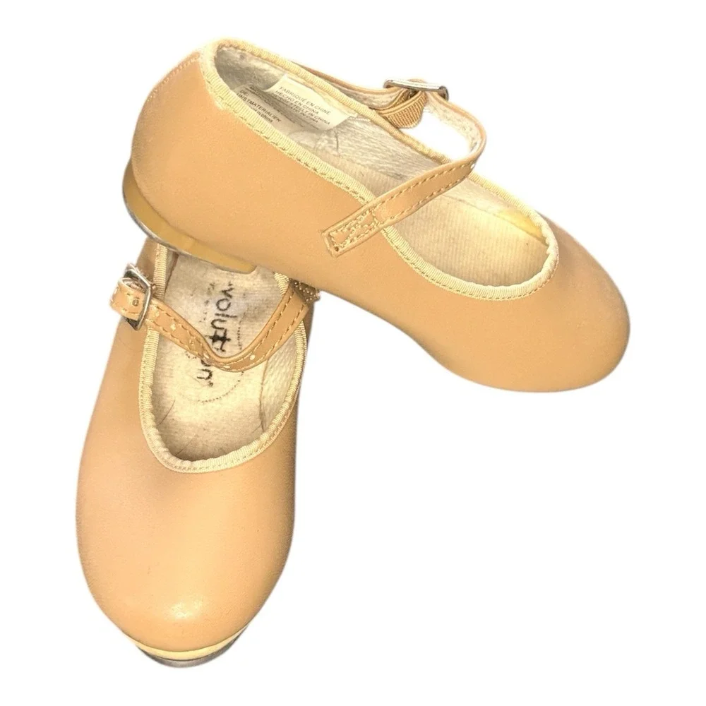 Revolution Dancewear U-Shell Tan Tap Shoes (826)‎ Sz 12 Children's